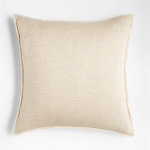 Crate & Barrel Arla 23” inch Eyelash Natural Square Throw Pillow Linen Cotton